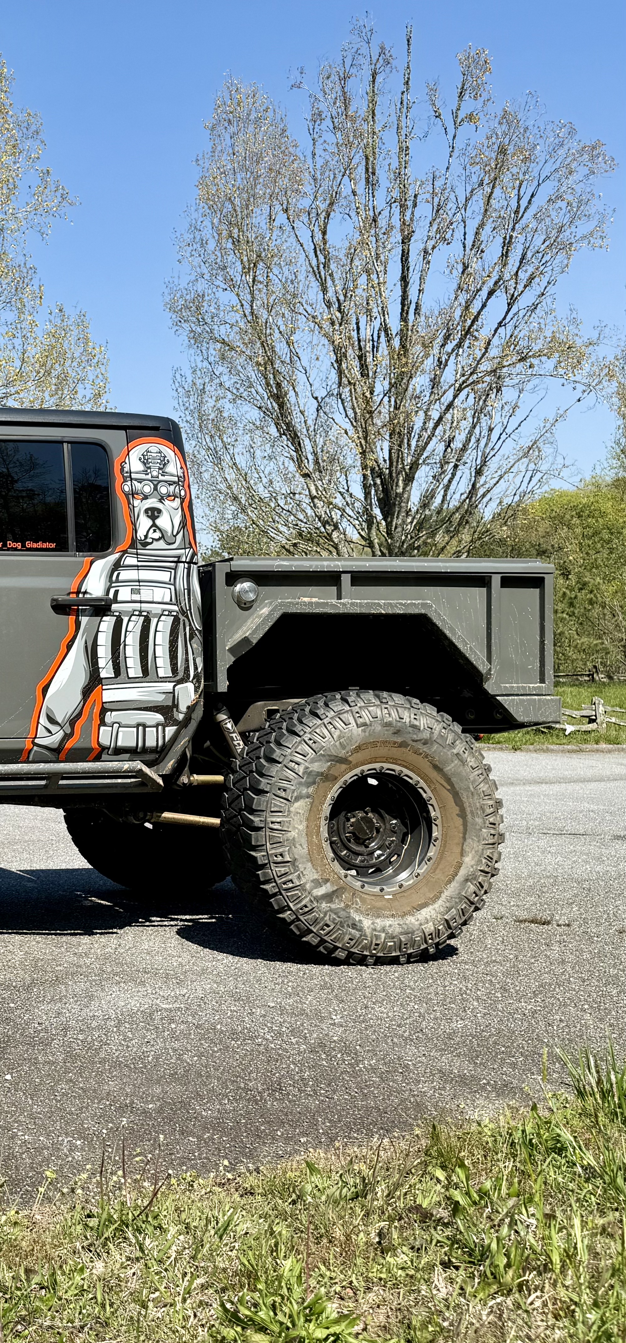 War Dog M1 Bed side profile showing War Dog graphics